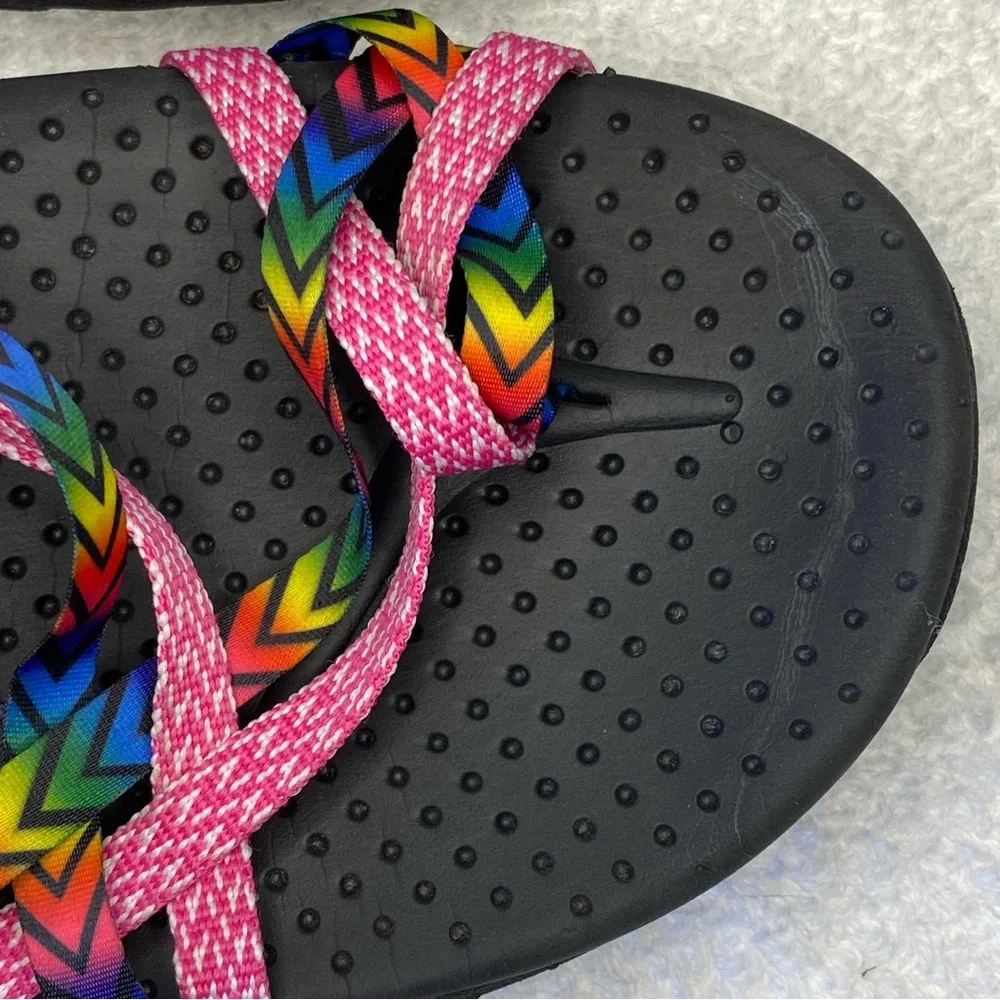 Skechers Womens Reggae Bright Direction Black Flats Strappy Sandals Size 6 EUC - Picture 7 of 13